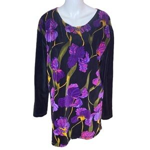 Carole Little Sport Tunic Iris Floral Size Small Fits Like a S-L Vintage